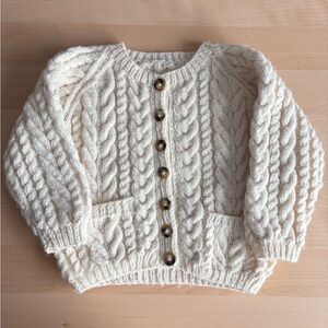 Vintage Kids Cream Cable Knit Vest 7Y